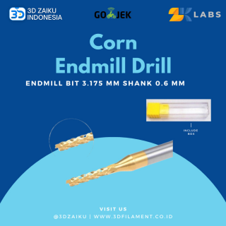 ZKLabs Mata Spindle CNC End Mill Drill Bit 3,175 mm shank 0,6 mm